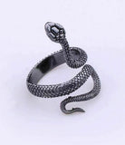 Evil Eye Protection Amulet Black Silver Plated Snake Hindu Ring Adjustable Z25