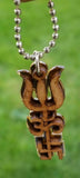 Hindu wooden om trishul swastik trident evil eye protection luck pendant dd3