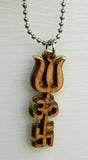 Hindu wooden om trishul swastik trident evil eye protection luck pendant dd3