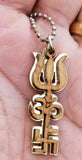 Hindu wooden om trishul swastik trident evil eye protection luck pendant dd3