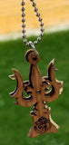 Hindu wooden om trishul trident evil eye protection good luck pendant gift dd2