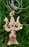 Hindu wooden om trishul trident evil eye protection good luck pendant gift dd2