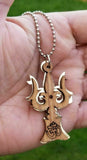 Hindu wooden om trishul trident evil eye protection good luck pendant gift dd2