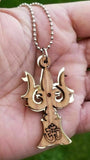 Hindu wooden om trishul trident evil eye protection good luck pendant gift dd2