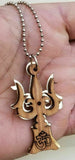 Hindu wooden om trishul trident evil eye protection good luck pendant gift dd2