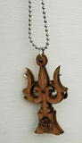 Hindu wooden om trishul trident evil eye protection good luck pendant gift dd2