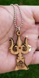 Hindu wooden om trishul trident evil eye protection good luck pendant gift dd2