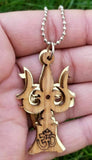 Hindu wooden om trishul trident evil eye protection good luck pendant gift dd2