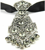 Stunning unisex silver plated celebrity crystal neck tie design event party wear