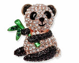 Stunning diamonte gold plated vintage look panda christmas brooch cake pin z8