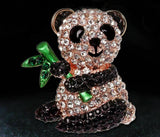 Stunning diamonte gold plated vintage look panda christmas brooch cake pin z8