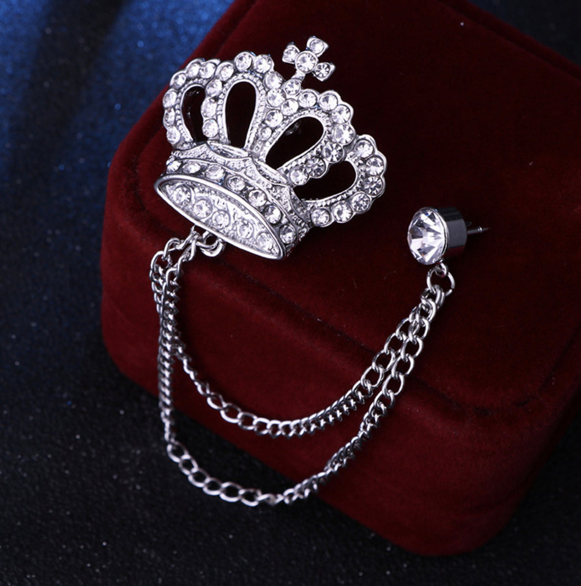 Crown designer brooch stunning gold silver plated vintage look diamont www.OnlineSikhStore