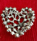 Stunning diamonte silver plated vintage style heart brooch broach cake pin gift