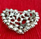 Stunning diamonte silver plated vintage style heart brooch broach cake pin gift