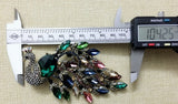 Multicolour peacock big brooch vintage look gold plated suit coat broach pin zy3