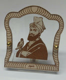 Sikh Guru Gobind singh Wood Carved Photo Car Dashboard Desktop Stand Mantle item