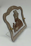 Sikh Guru Gobind singh Wood Carved Photo Car Dashboard Desktop Stand Mantle item