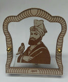 Sikh Guru Gobind singh Wood Carved Photo Car Dashboard Desktop Stand Mantle item