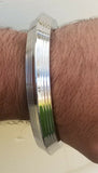 Sikh kara stainless steel chunky lines design kada singh kaur karra bangle w4