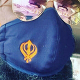 Sikh singh kaur punjabi embroidery khanda protection face mask for turban dumala