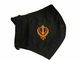 Sikh singh kaur punjabi embroidery khanda protection face mask turban dumala blk