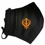 Sikh singh kaur punjabi embroidery khanda protection face mask turban dumala blk