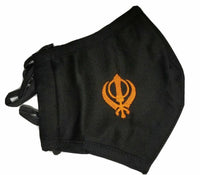 Sikh singh kaur punjabi embroidery khanda protection face mask turban dumala blk