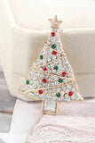 Vintage look stunning diamonte gold plated christmas tree brooch cake pin b48w