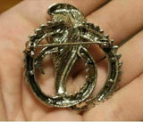 Stunning vintage look silver plated cobra snake design brooch broach pin b48o