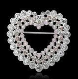 Stunning vintage look silver plated celebrity love heart brooch broach pin f6