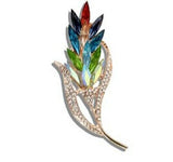 Stunning diamonte gold plated vintage look wheat twig christmas brooch pin c4