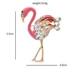 Flamingo brooch gold plated vintage look stunning diamonte king queen pin s23