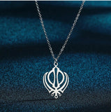 Stainless steel khanda sikh singh kaur gold or silver tone pendant chain s20 new