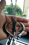 Large stainless steel punjabi sikh angel khanda pendant car rear mirror hanging