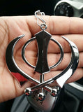 Large stainless steel punjabi sikh angel khanda pendant car rear mirror hanging