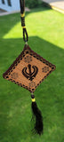 Punjabi sikh wooden khanda stunning pendant evil protection car hanger brown qq