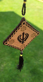 Punjabi sikh wooden khanda stunning pendant evil protection car hanger brown qq