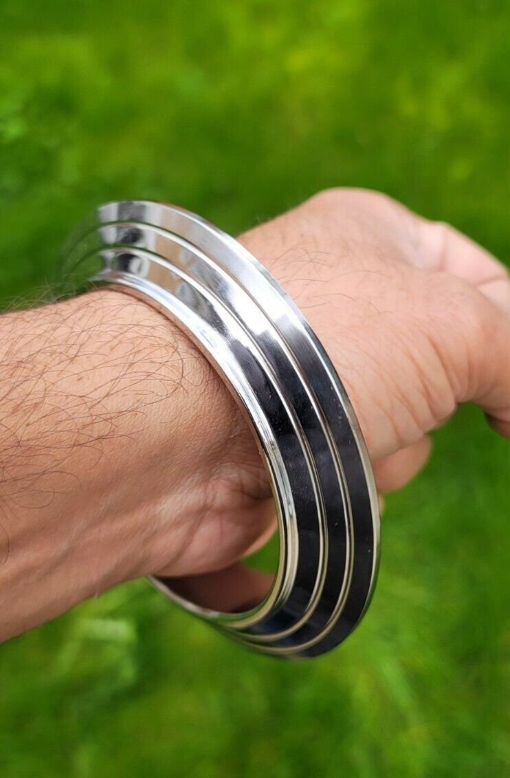 Sikh kara chakri stainless steel singh kaur lines design punjabi kada  bangle g9a