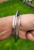 Sikh kara chakri stainless steel singh kaur lines design punjabi kada bangle g9a
