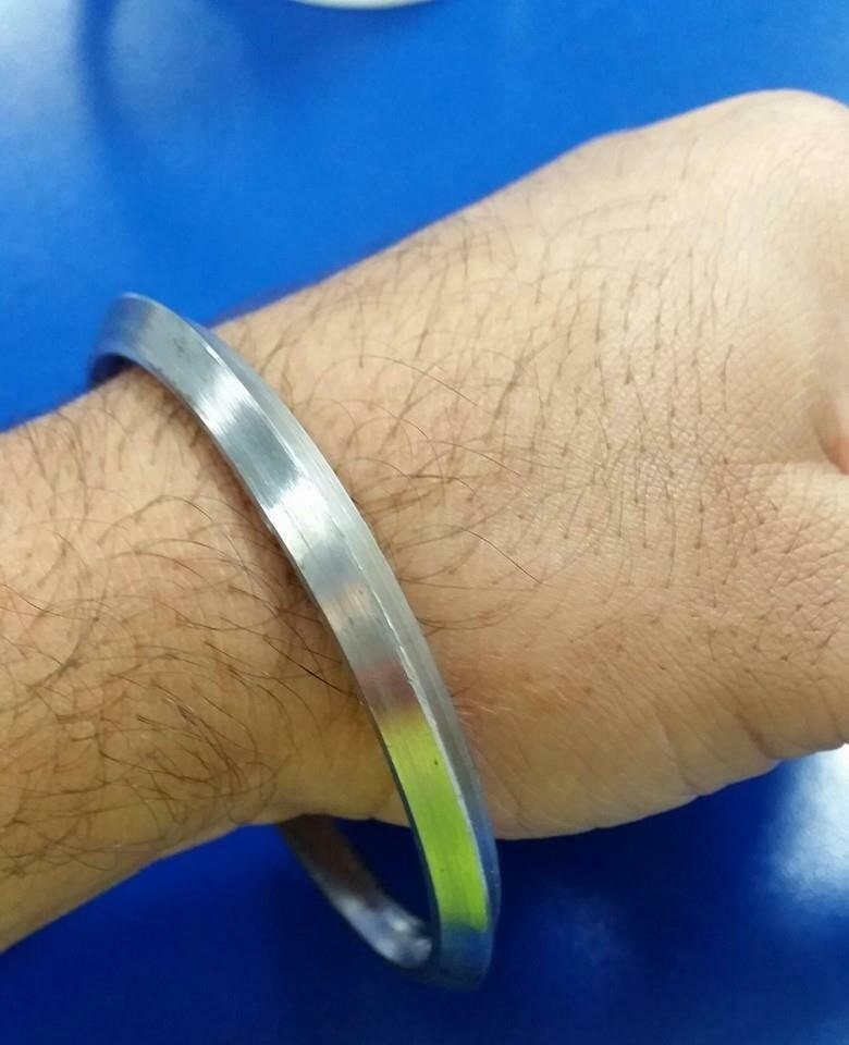 Liscio Tradizionale Punjabi Sarbloh Ferro Puro Sikh Khalsa Kara - Foto 7