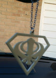 Cream acrylic khanda punjabi sikh singh kaur pendant car mirror hanging chain ss