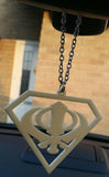 Cream acrylic khanda punjabi sikh singh kaur pendant car mirror hanging chain ss