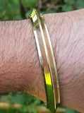 Brass Kara One Edge Gold Look Sikh Singh Bangle Kaur Khalsa kada bracelet L4 New