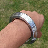 Sarbloh Chakri Kara Lines Design Iron Sikh Singh Kaur Khalsa Taksali Bangle Y9