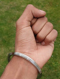 Stainless Steel Kara Sikh Bangle Singh Kaur Kada Lines Punjabi Bracelet Y10R New