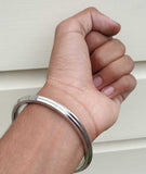 Stainless Steel Kara Sikh Bangle Singh Kaur Kada Lines Punjabi Bracelet Y10R New