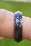 Black khanda ring engraved edge design fashion sikh singh kaur khalsa challa h21