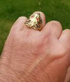 Punjabi Sikh Lion Brass Ring Golden Movie Jawan Sharukh Khan Evil Eye Protection