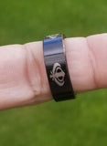 Black khanda ring engraved design fashion sikh singh kaur khalsa challa gift h22