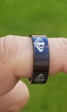 Black khanda ring engraved design fashion sikh singh kaur khalsa challa gift h22